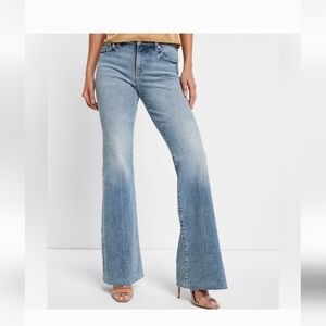 Mid Rise Light Wash Raw Hem '70s Flare Jeans express women’s Like New